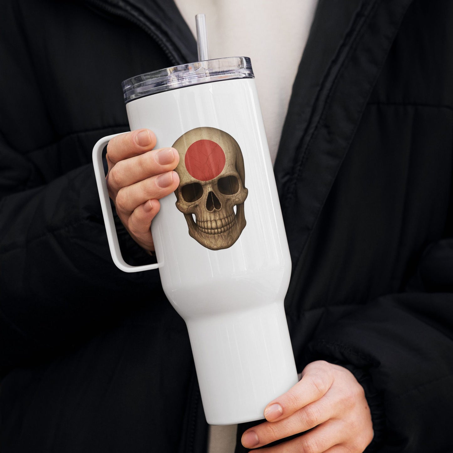 Japanese Flag Skull - Stainless Steel Travel Mug