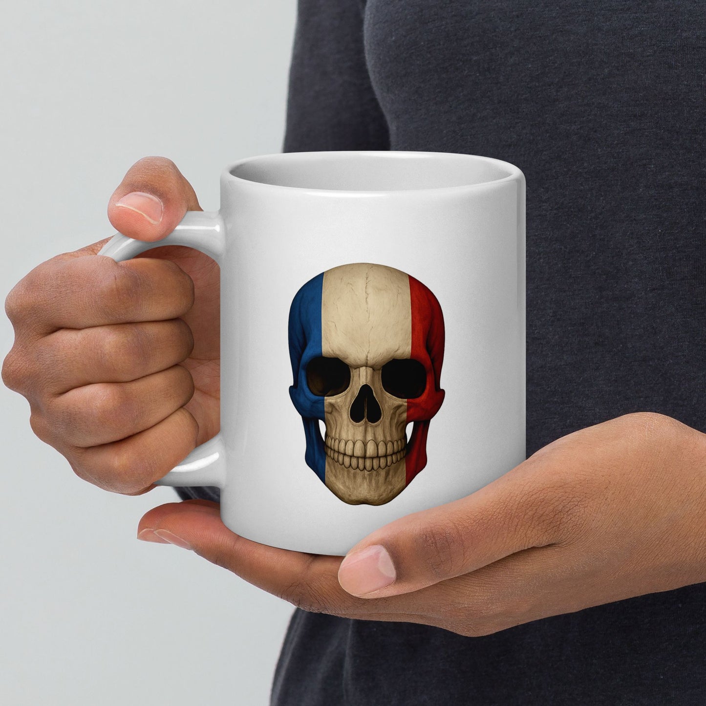 French Flag Skull - White Glossy Mug