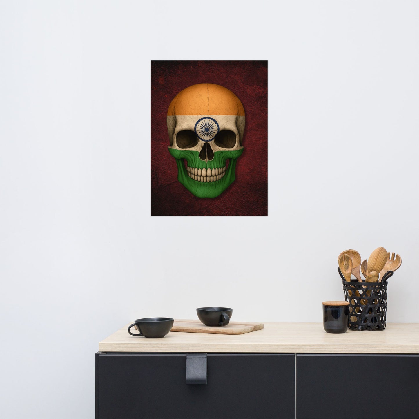 Crâne avec drapeau indien - Affiche