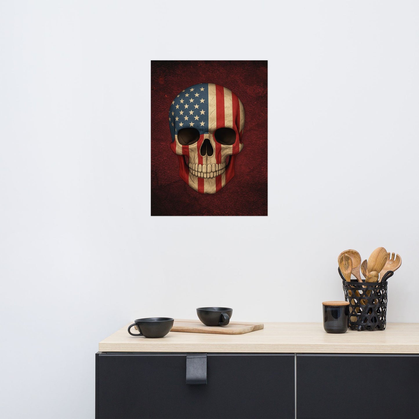 American Flag Skull - Poster