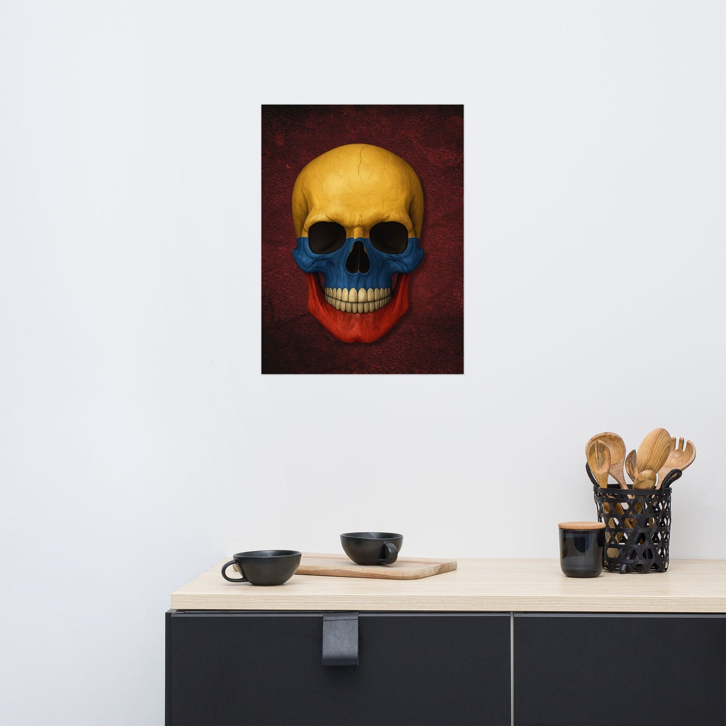 Colombian Flag Skull - Poster