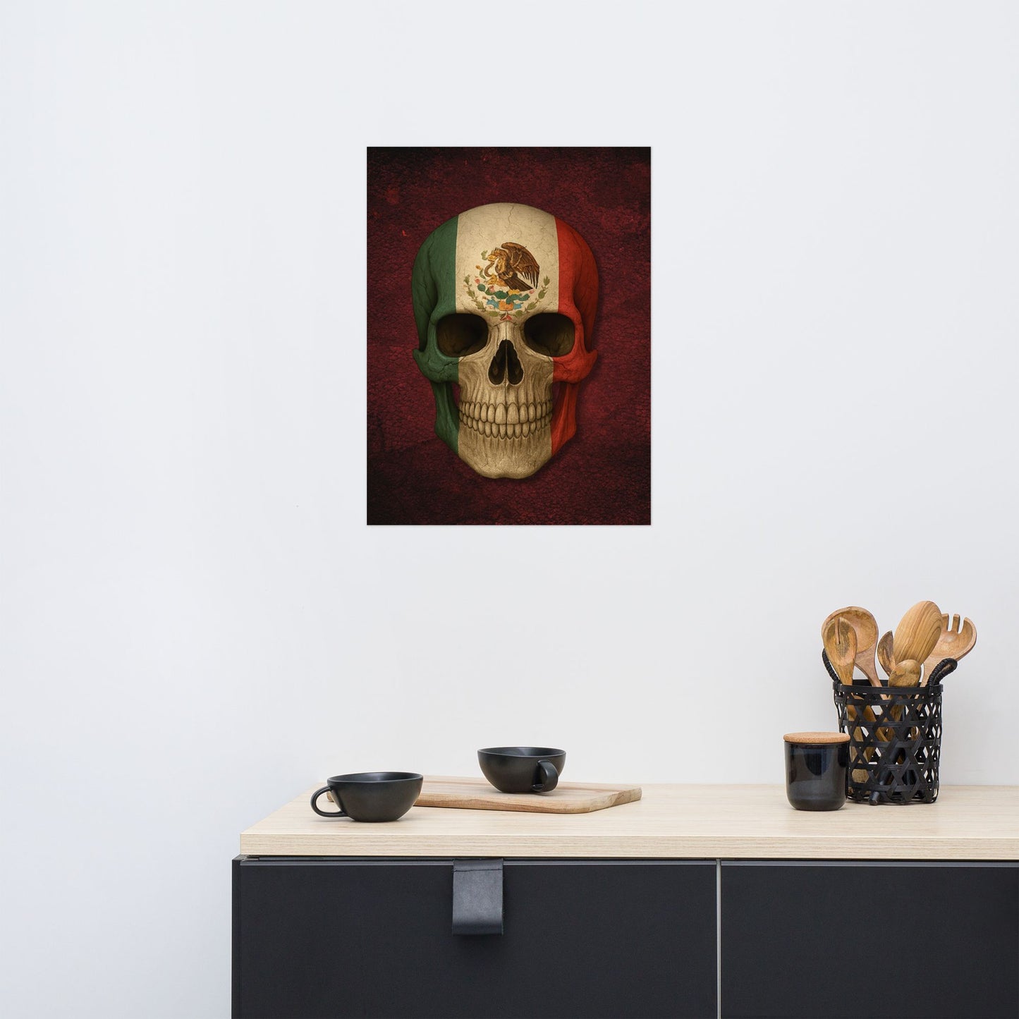 Mexican Flag Skull - Poster