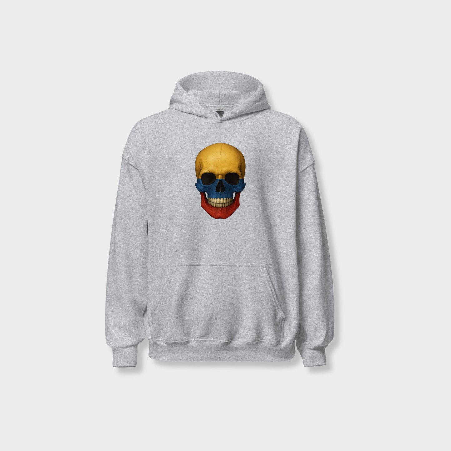 Buzo con Capucha unisex de mezcla gruesa con calavera y bandera colombiana