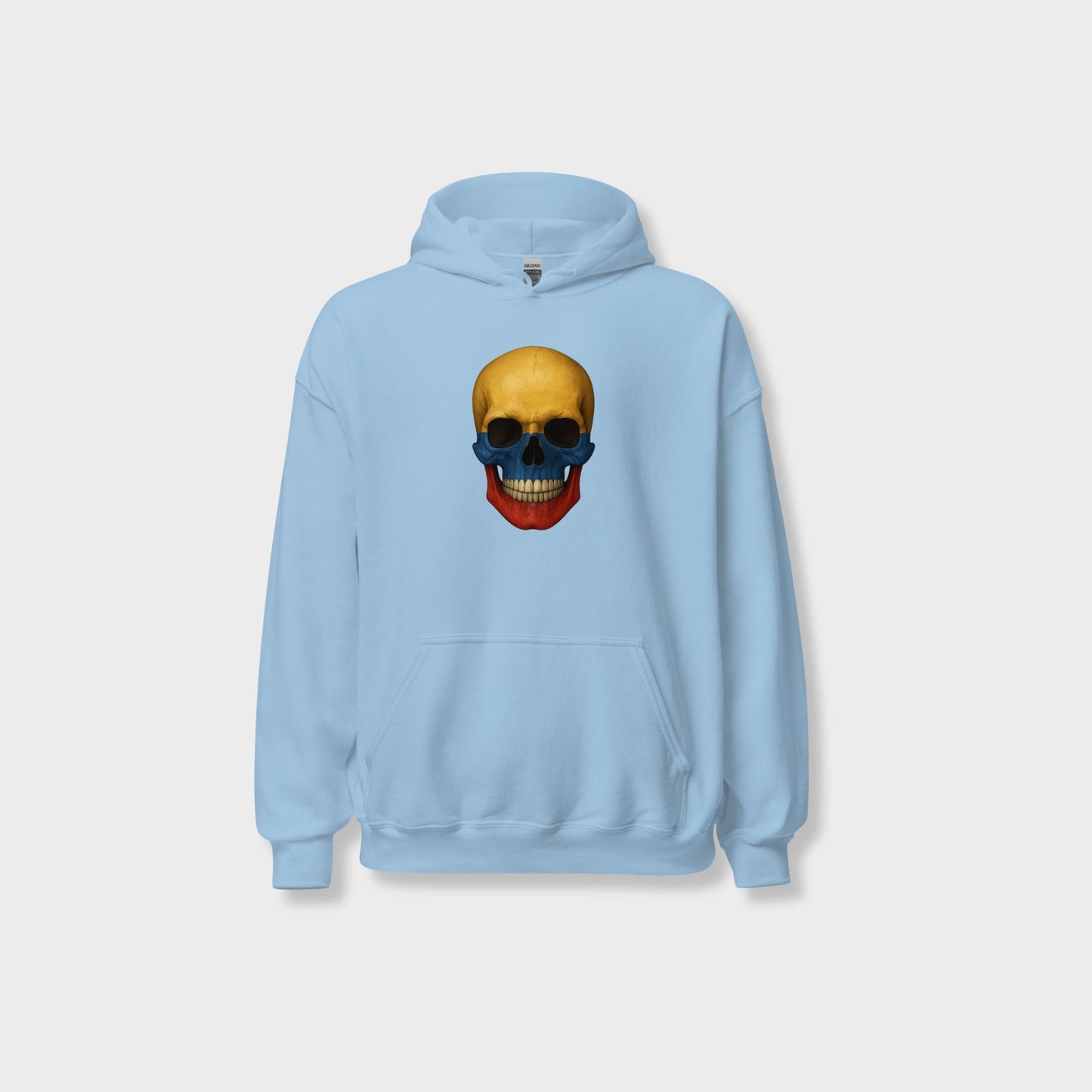 Buzo con Capucha unisex de mezcla gruesa con calavera y bandera colombiana