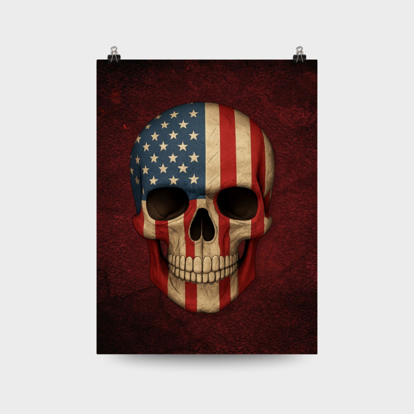 American Flag Skull - Poster