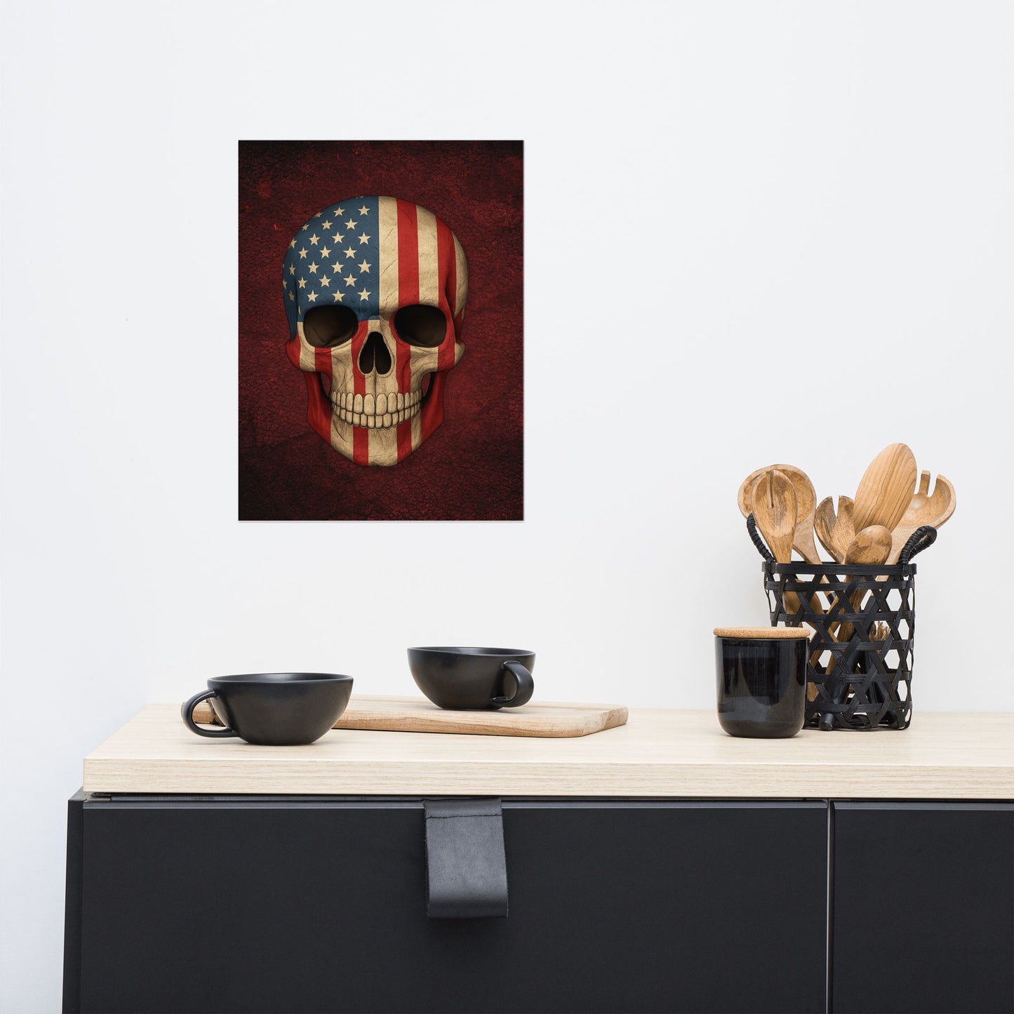 American Flag Skull - Poster
