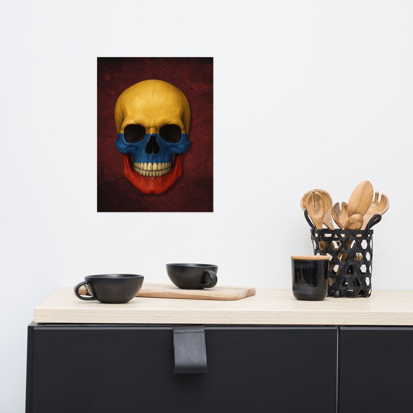 Colombian Flag Skull - Poster