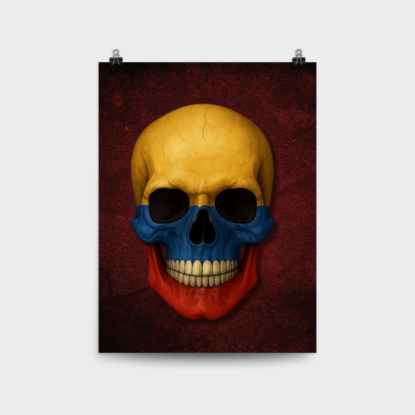Colombian Flag Skull - Poster