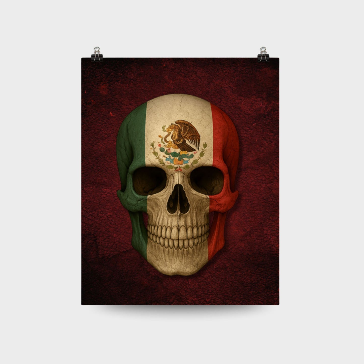 Mexican Flag Skull - Poster