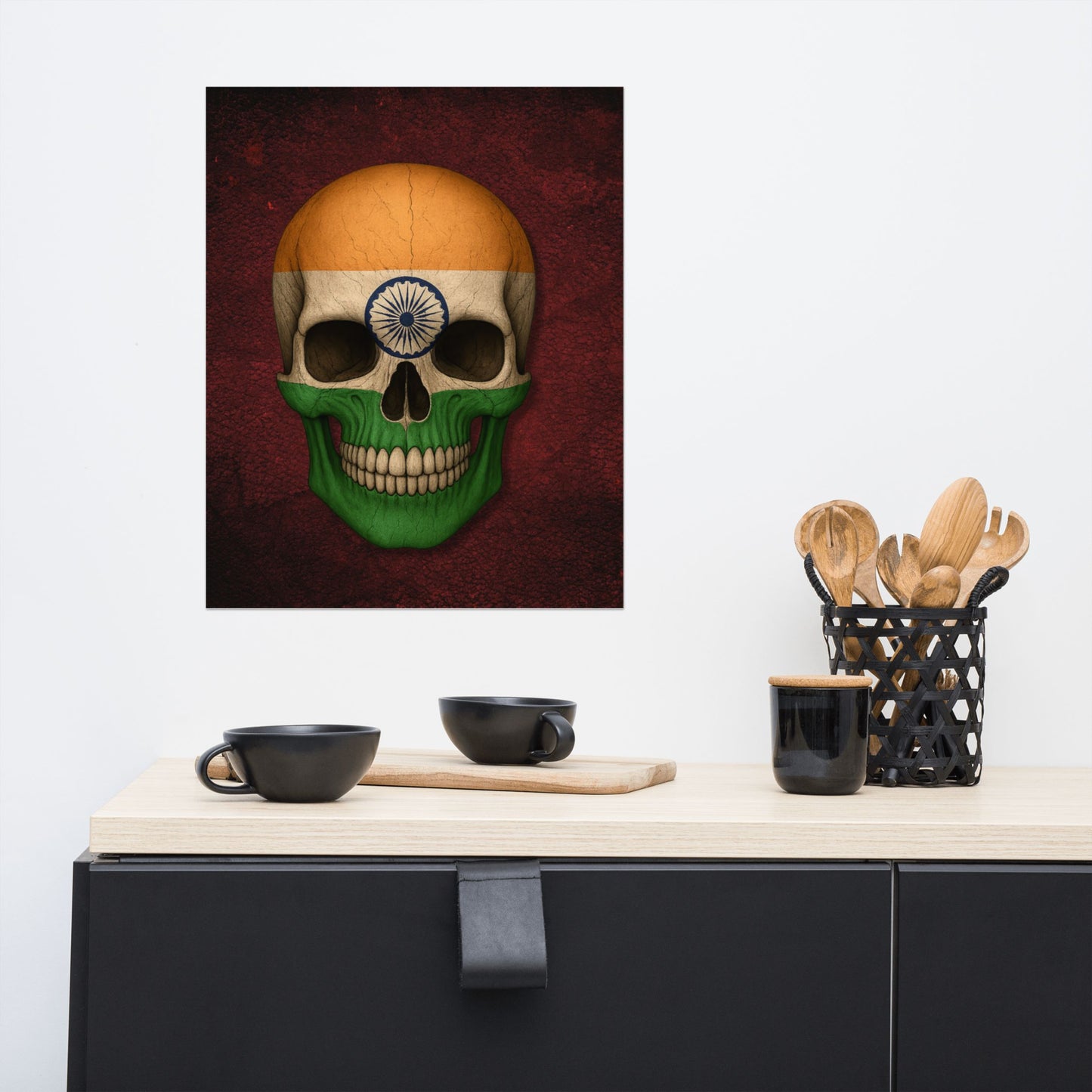 Crâne avec drapeau indien - Affiche