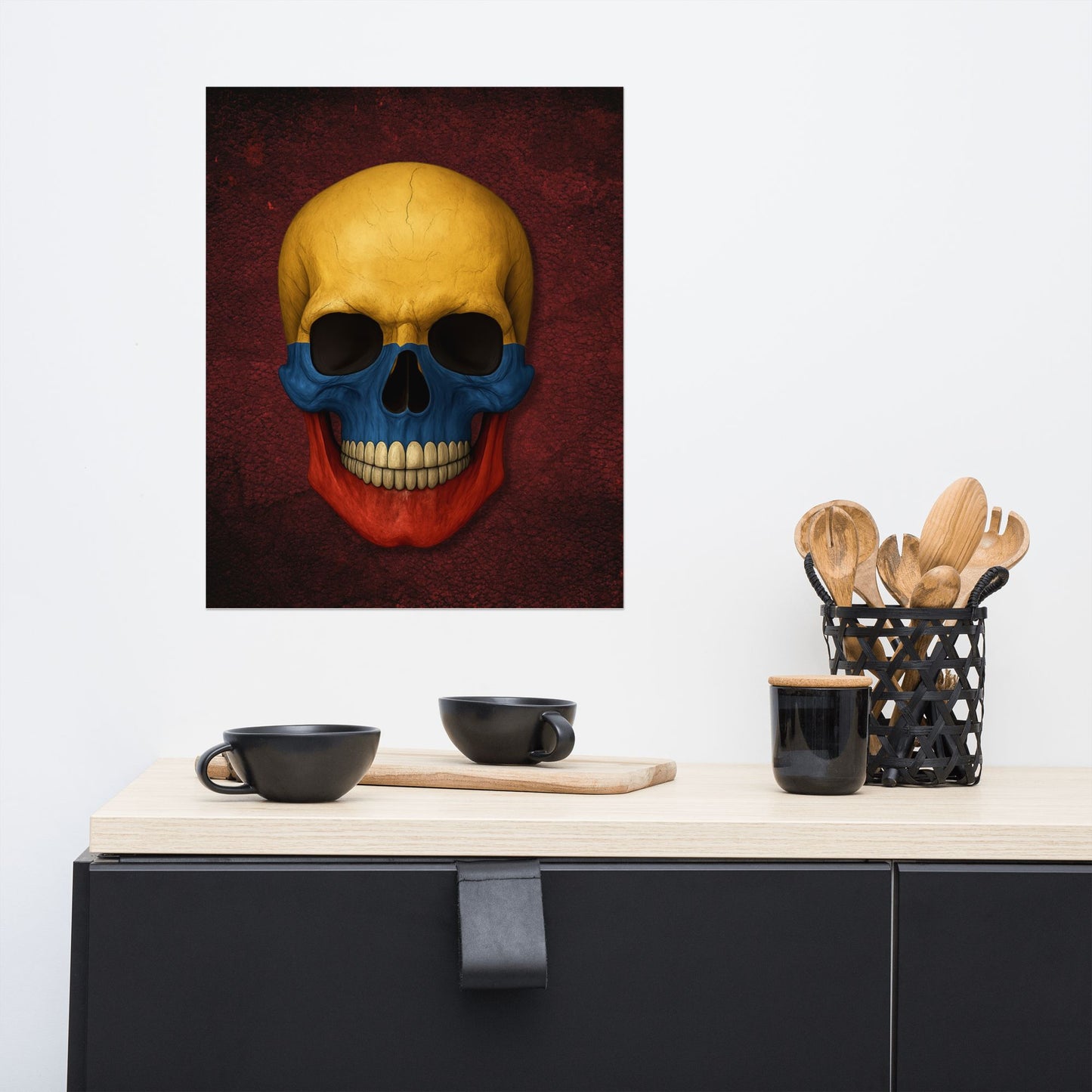 Colombian Flag Skull - Poster
