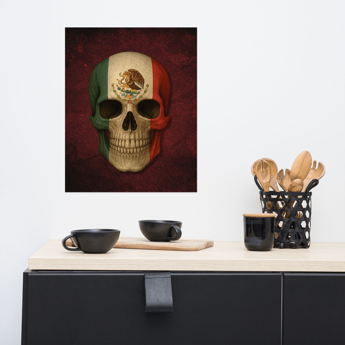 Mexican Flag Skull - Poster