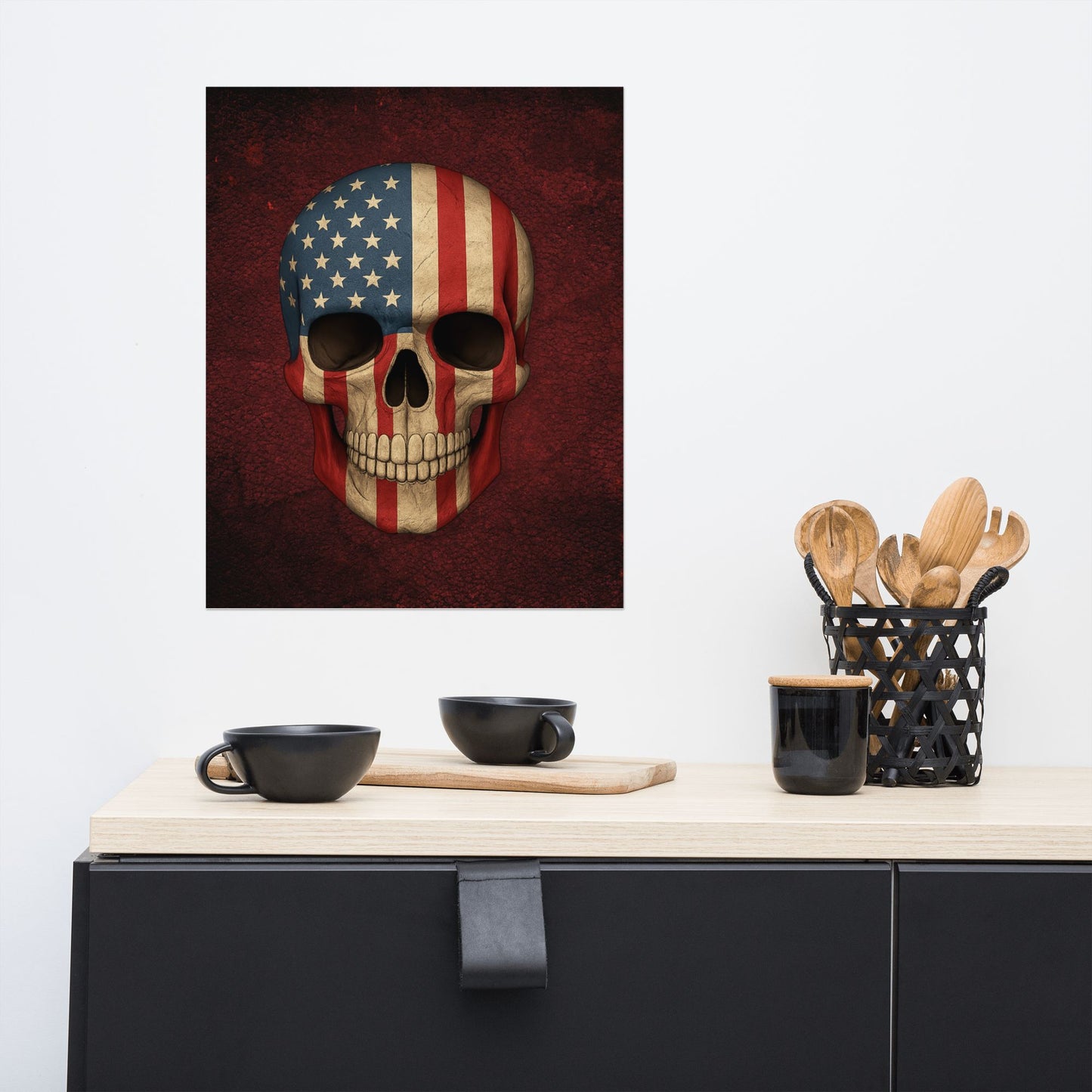 American Flag Skull - Poster