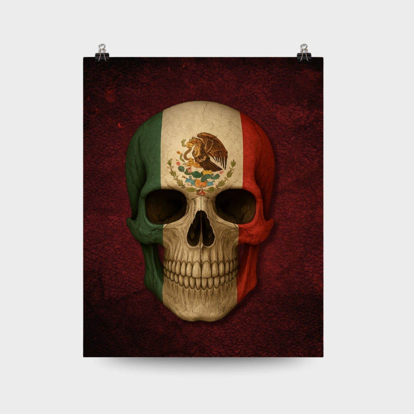 Mexican Flag Skull - Poster