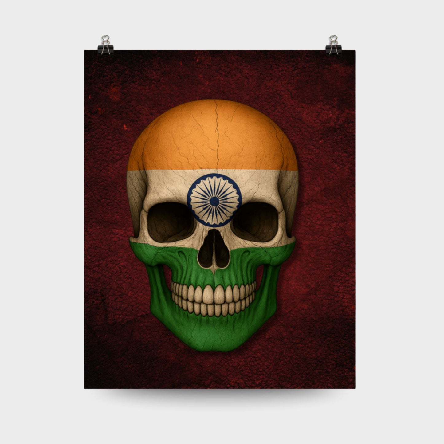 Crâne avec drapeau indien - Affiche