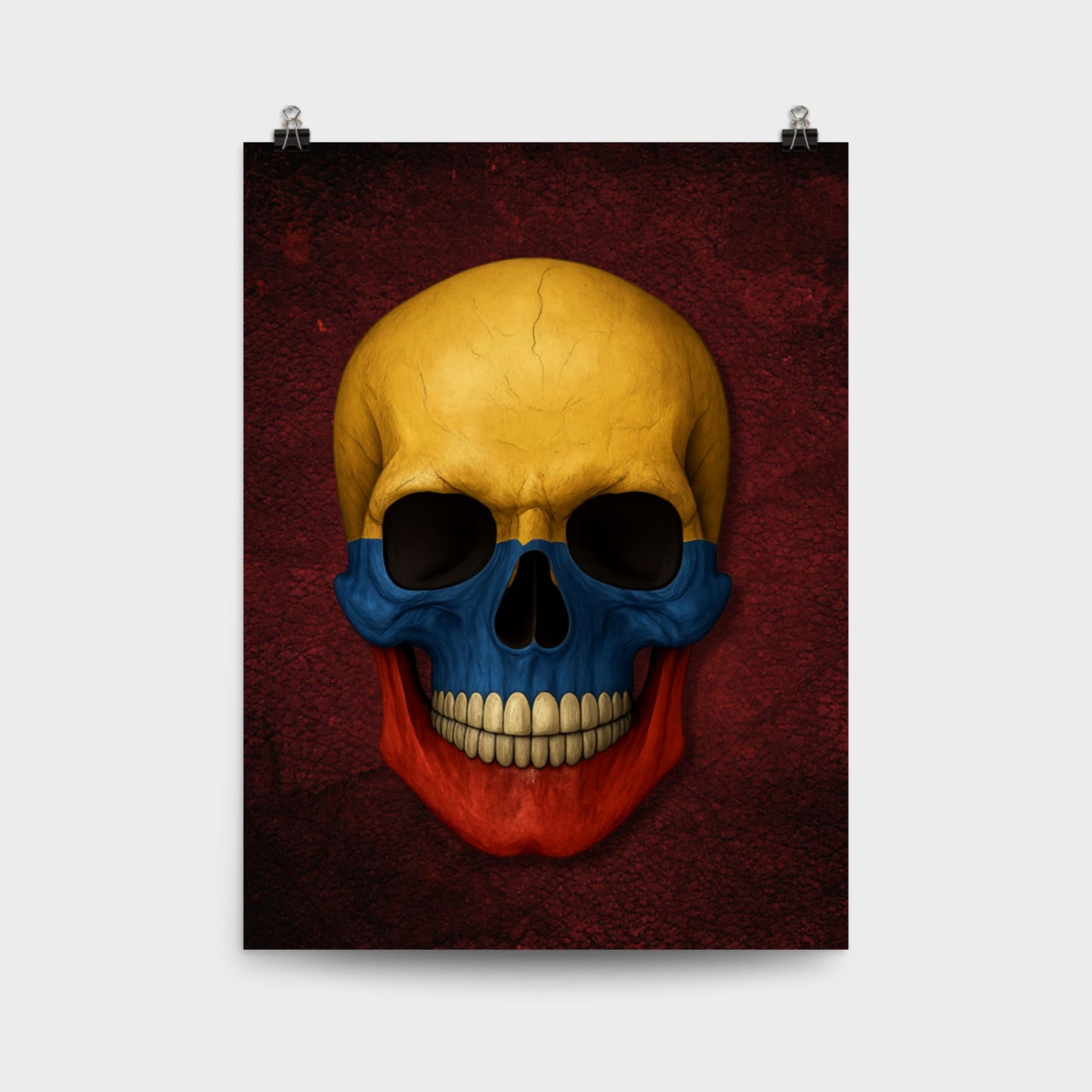 Colombian Flag Skull - Poster