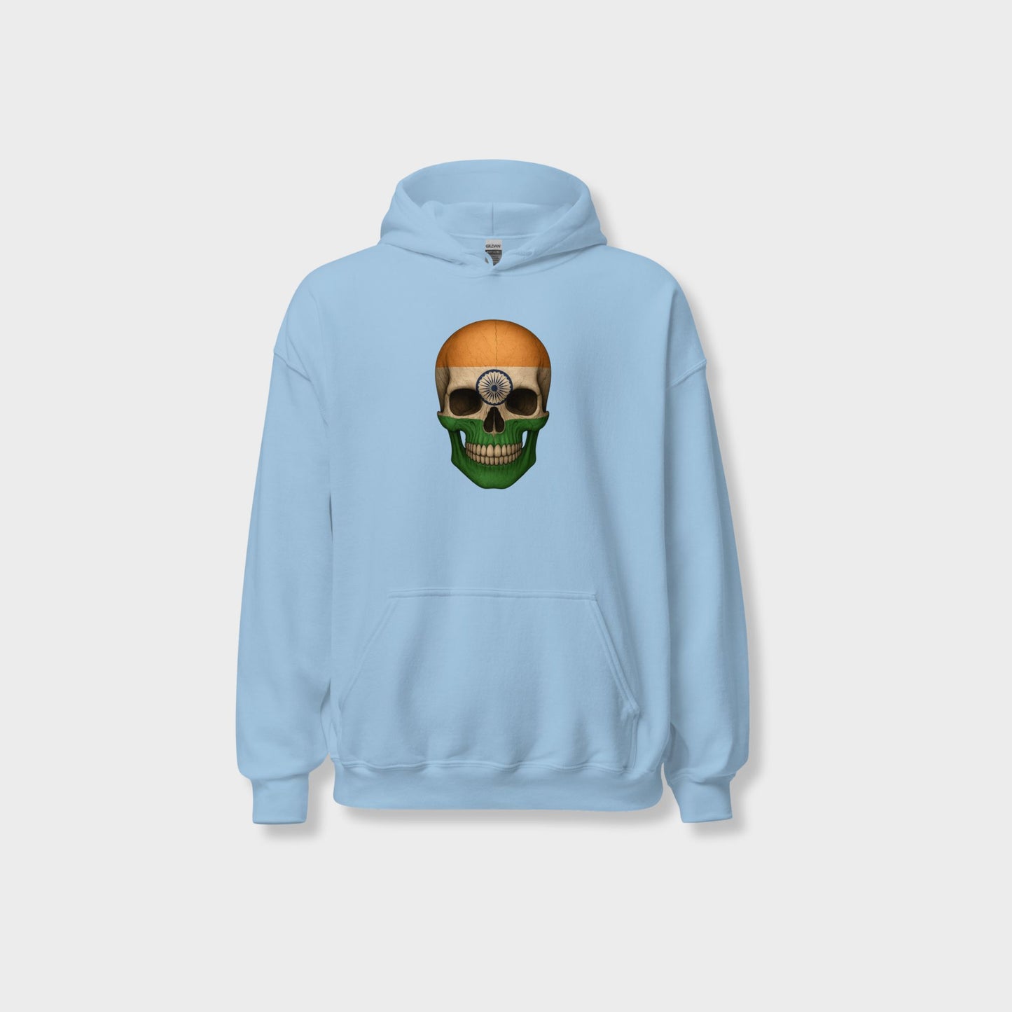 Buzo con Capucha unisex de mezcla gruesa con calavera y bandera india