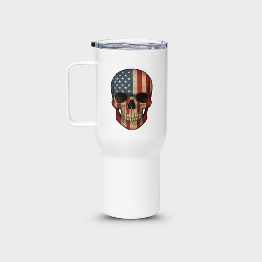 American Flag Skull - Stainless Steel Travel Mug