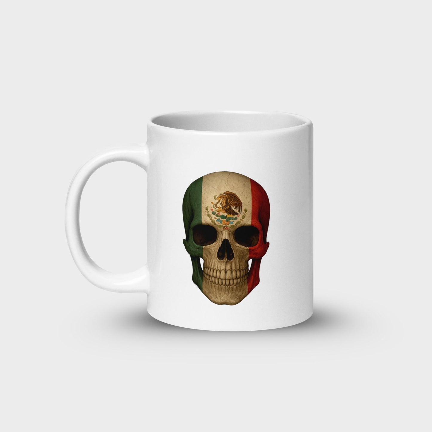 Mexican Flag Skull - White Glossy Mug