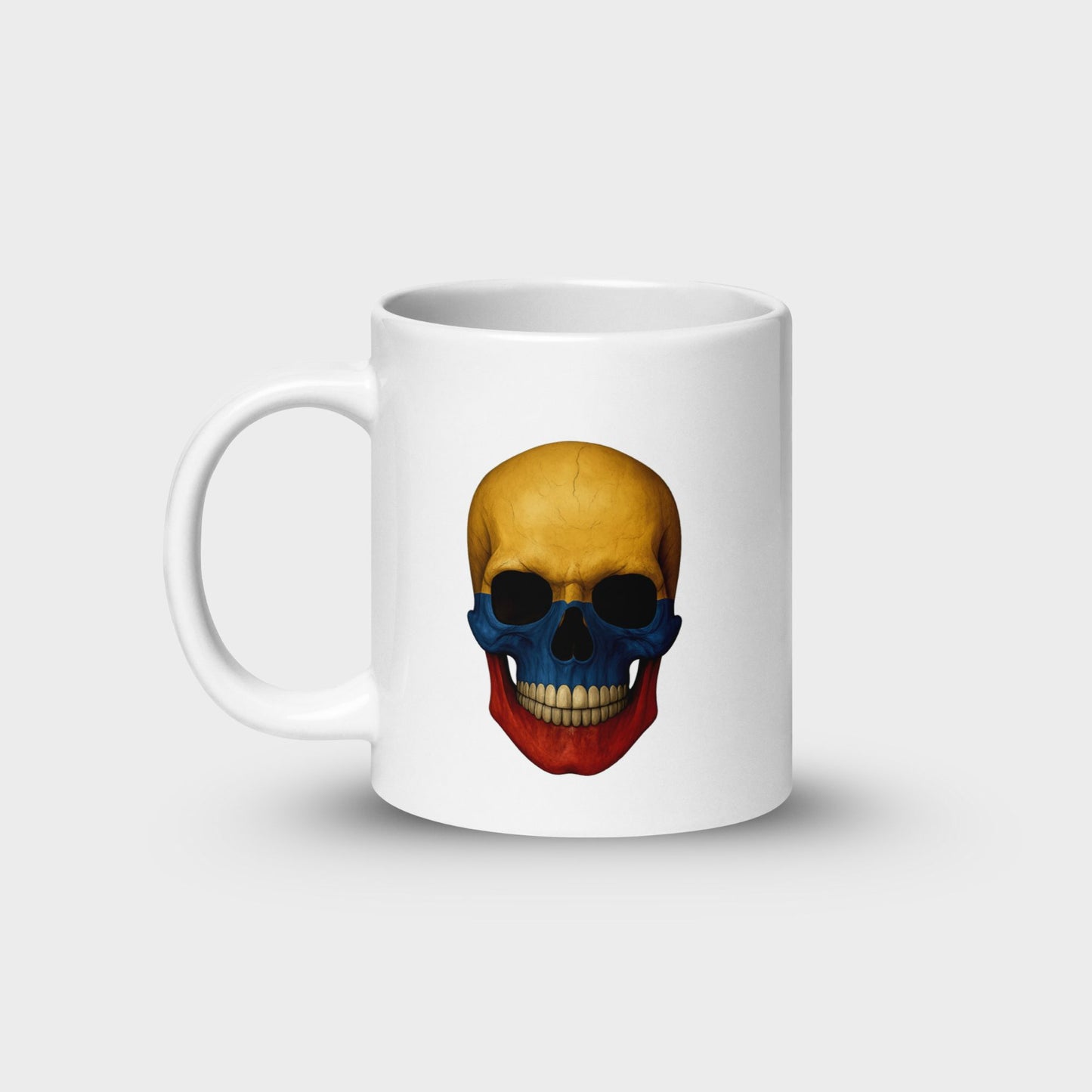 Colombian Flag Skull - White Glossy Mug