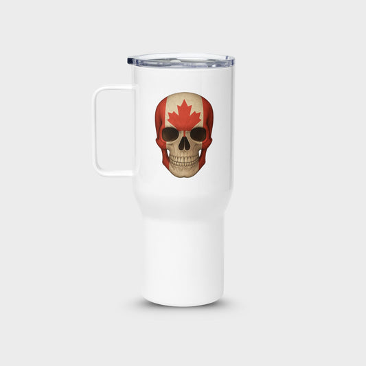 Canadian Flag Skull - Stainless Steel Travel Mug