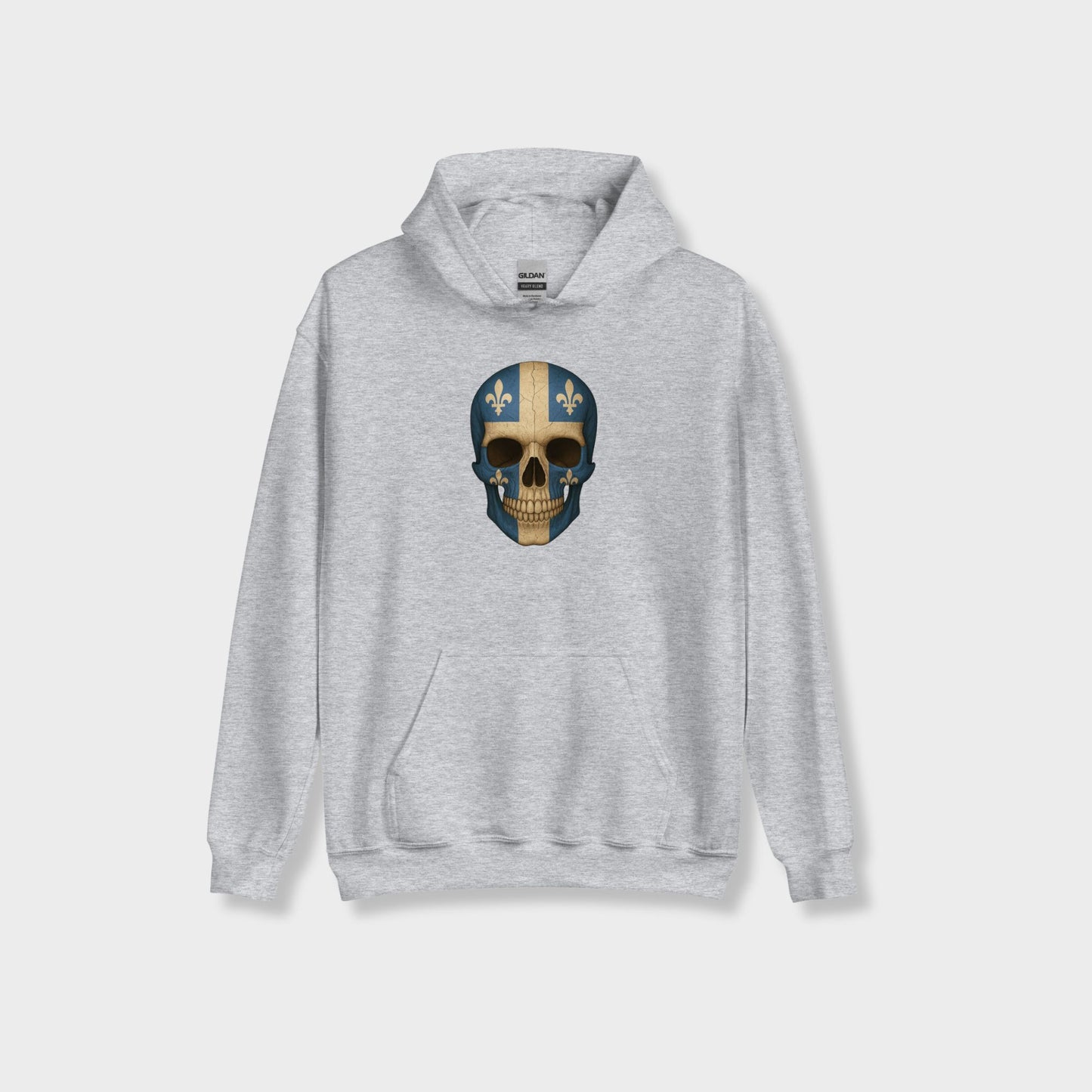 Buzo con Capucha unisex de mezcla gruesa con calavera y bandera de Quebec