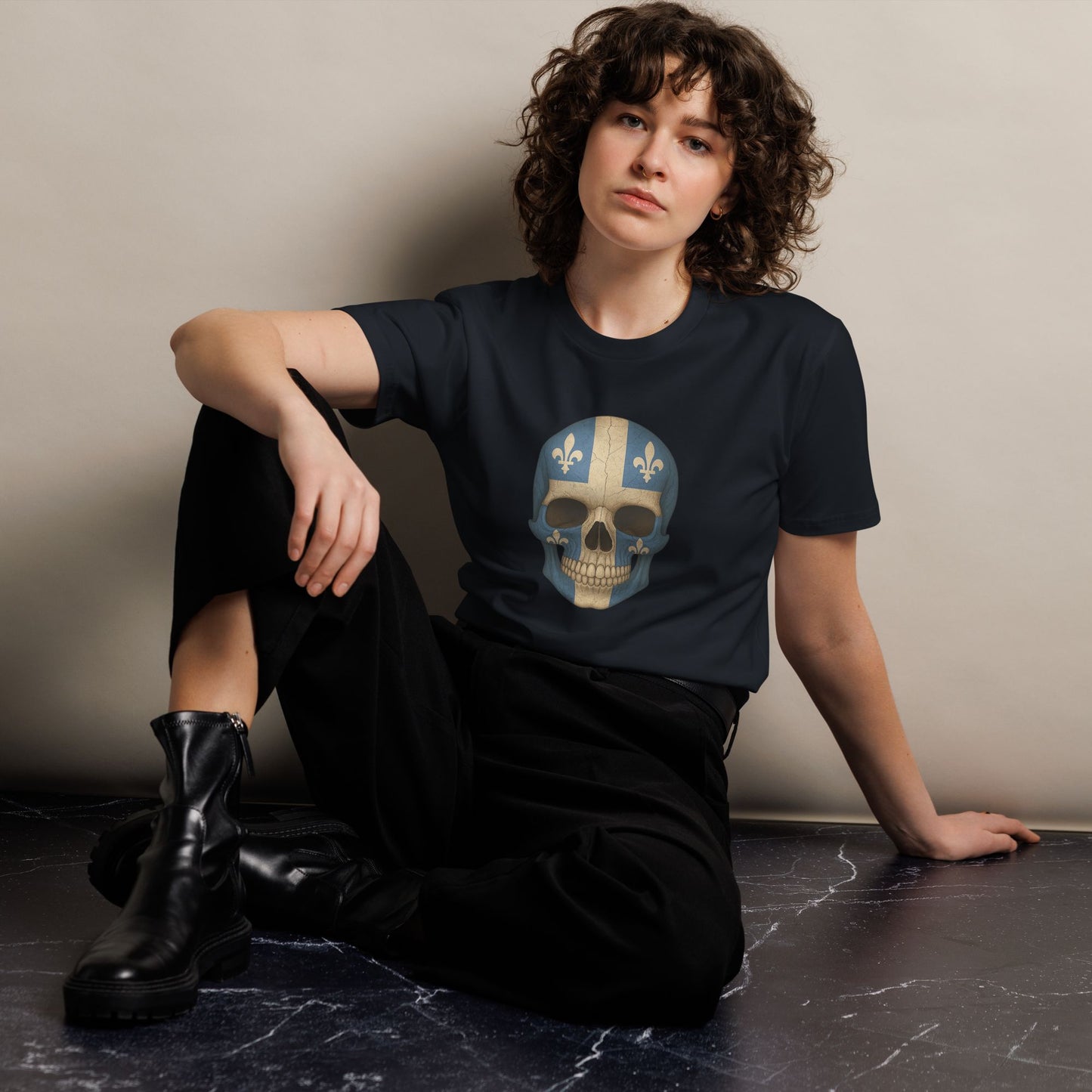 Quebec Flag Skull - Unisex Premium T-Shirt