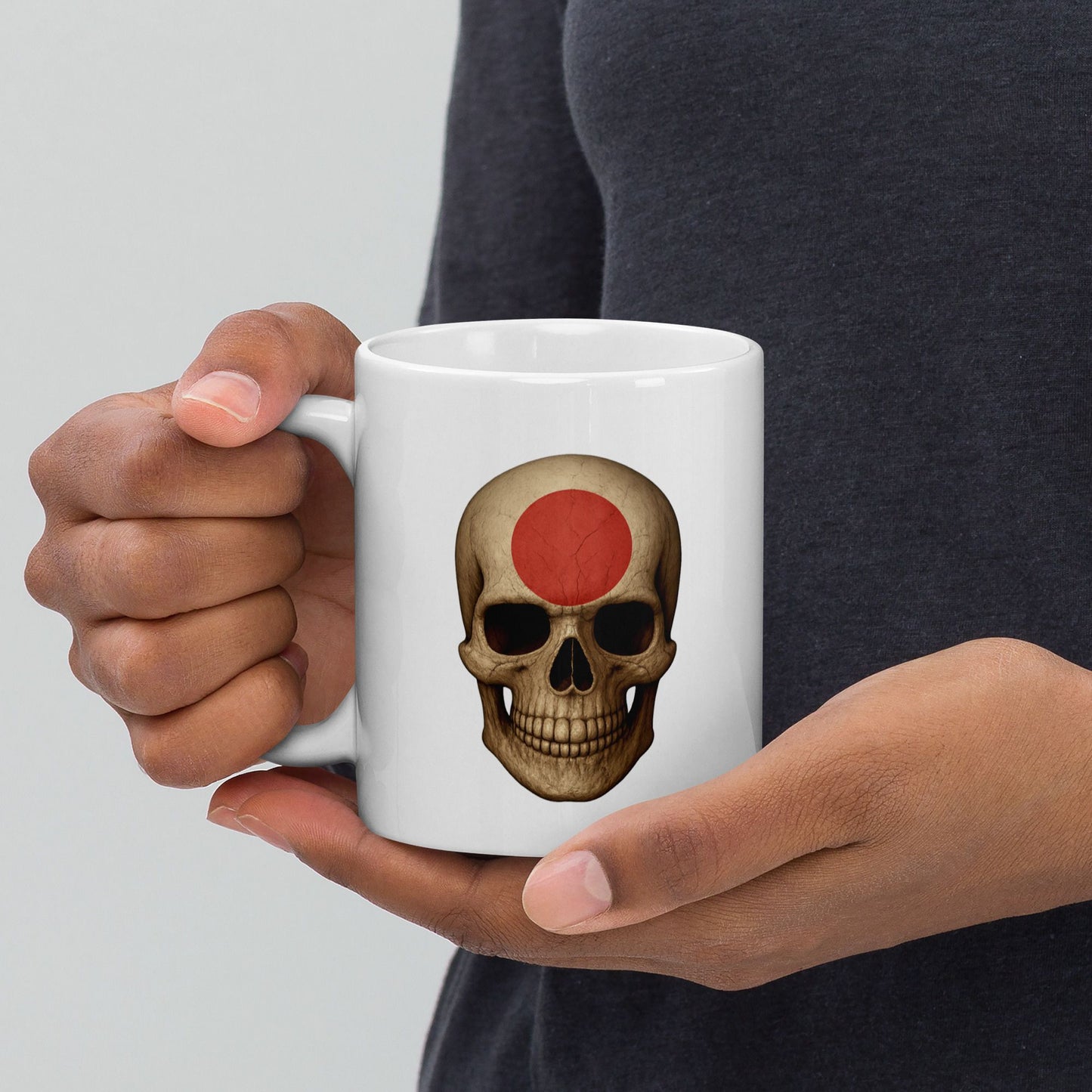 Japanese Flag Skull - White Glossy Mug