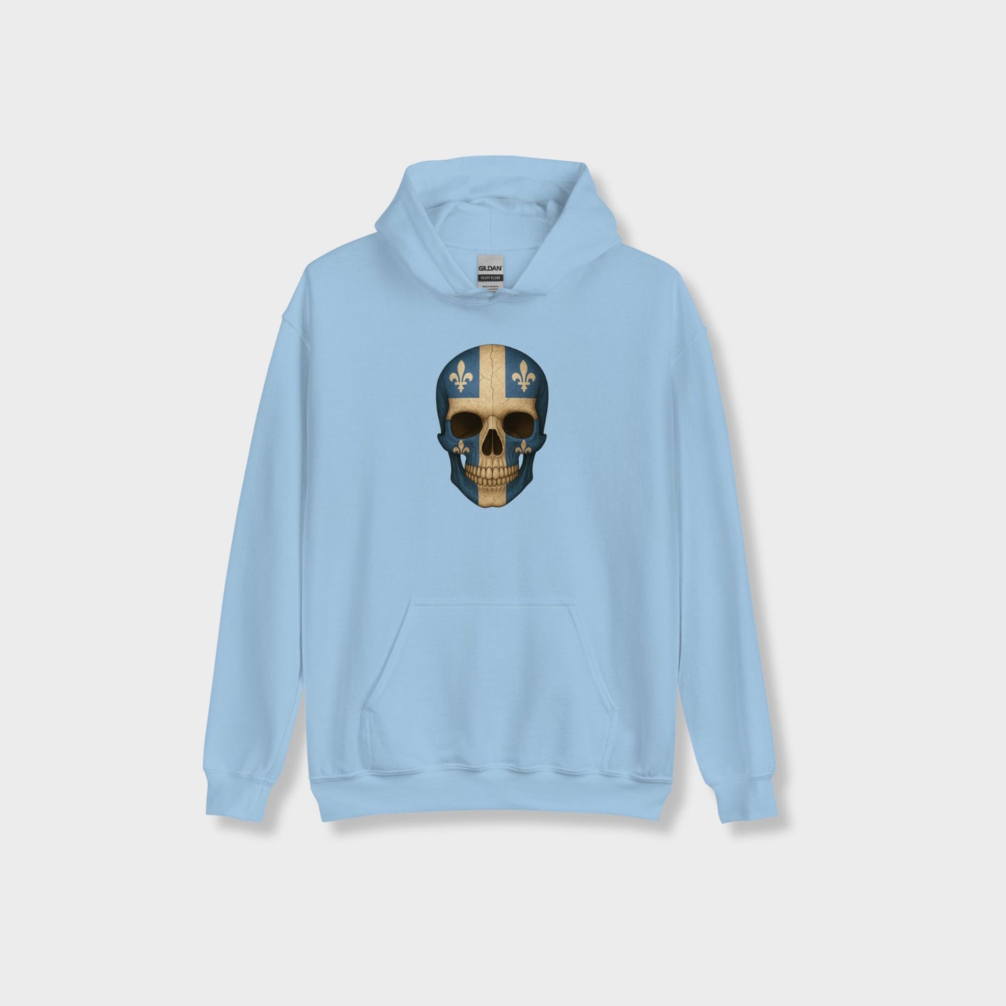 Buzo con Capucha unisex de mezcla gruesa con calavera y bandera de Quebec