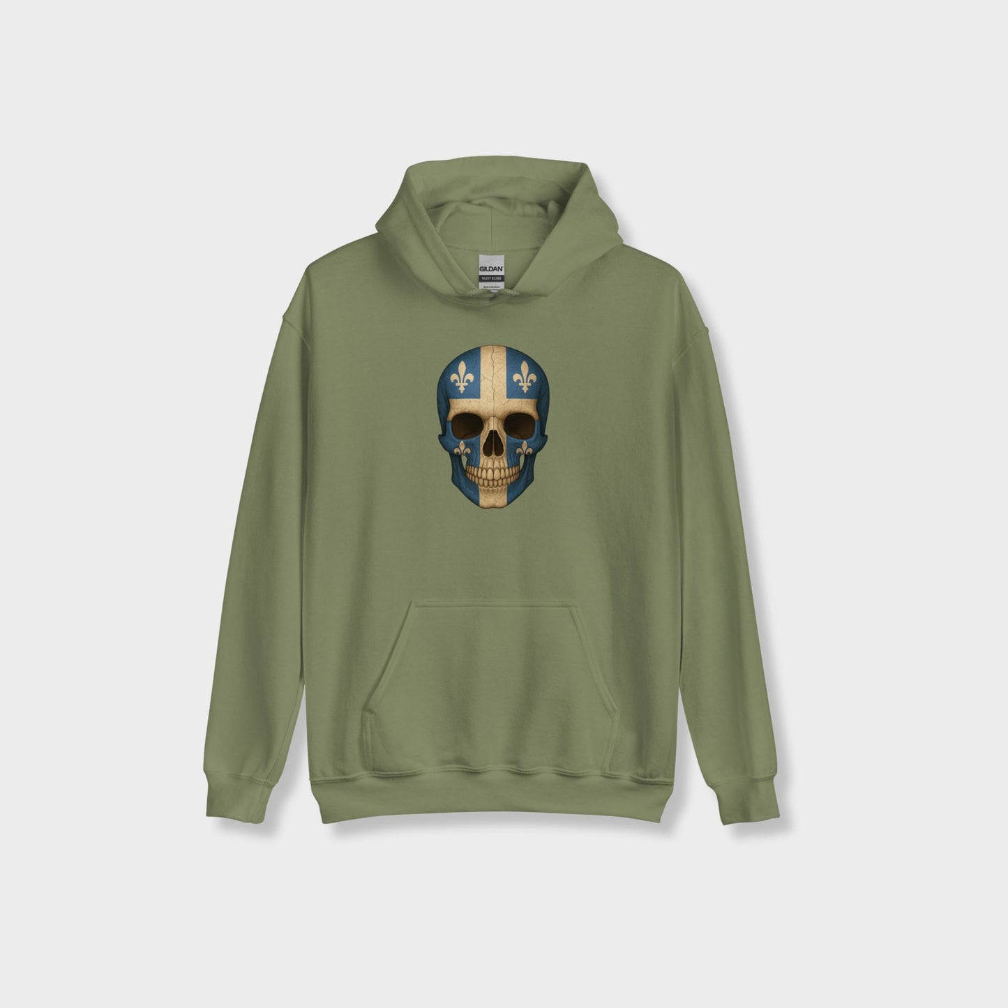 Buzo con Capucha unisex de mezcla gruesa con calavera y bandera de Quebec