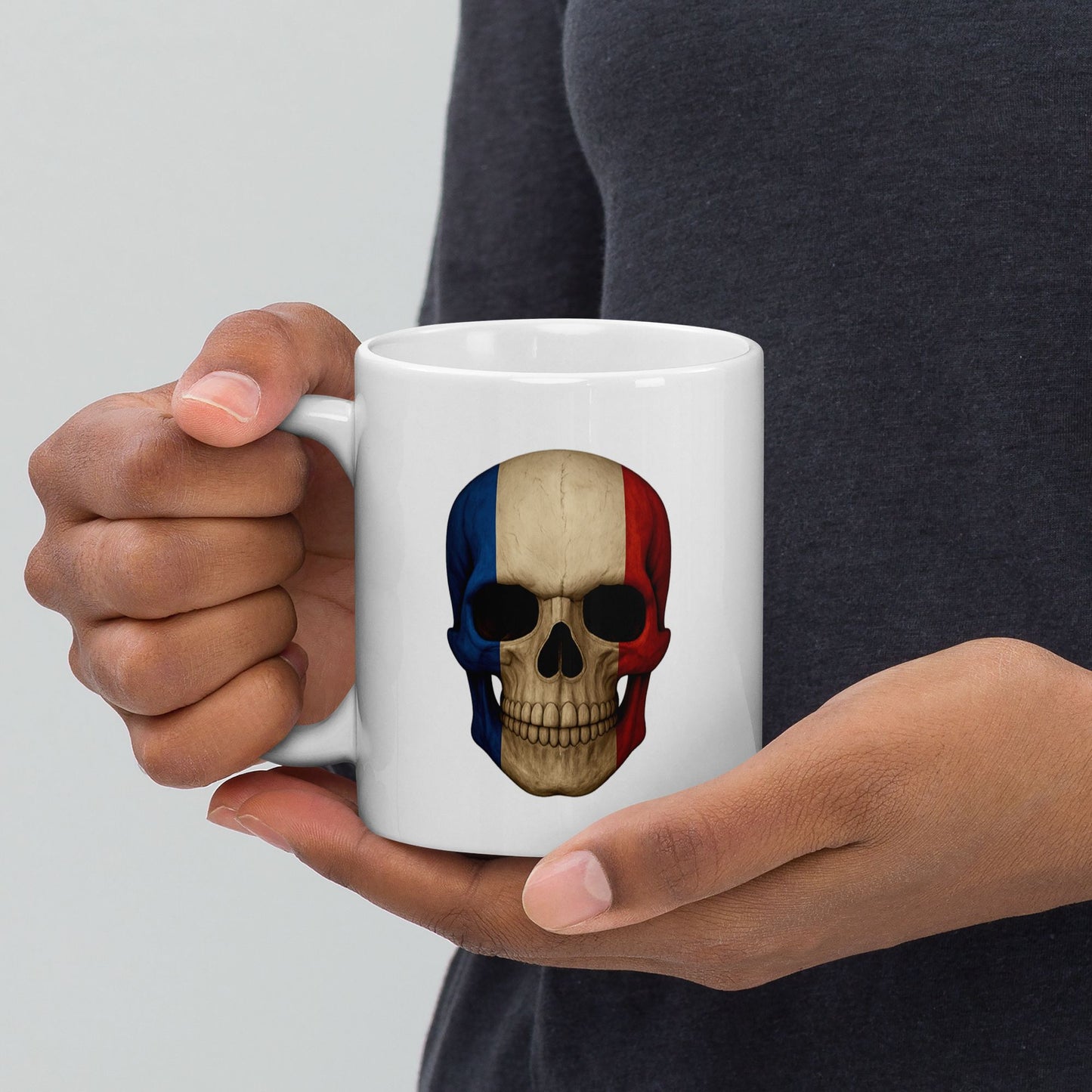 French Flag Skull - White Glossy Mug