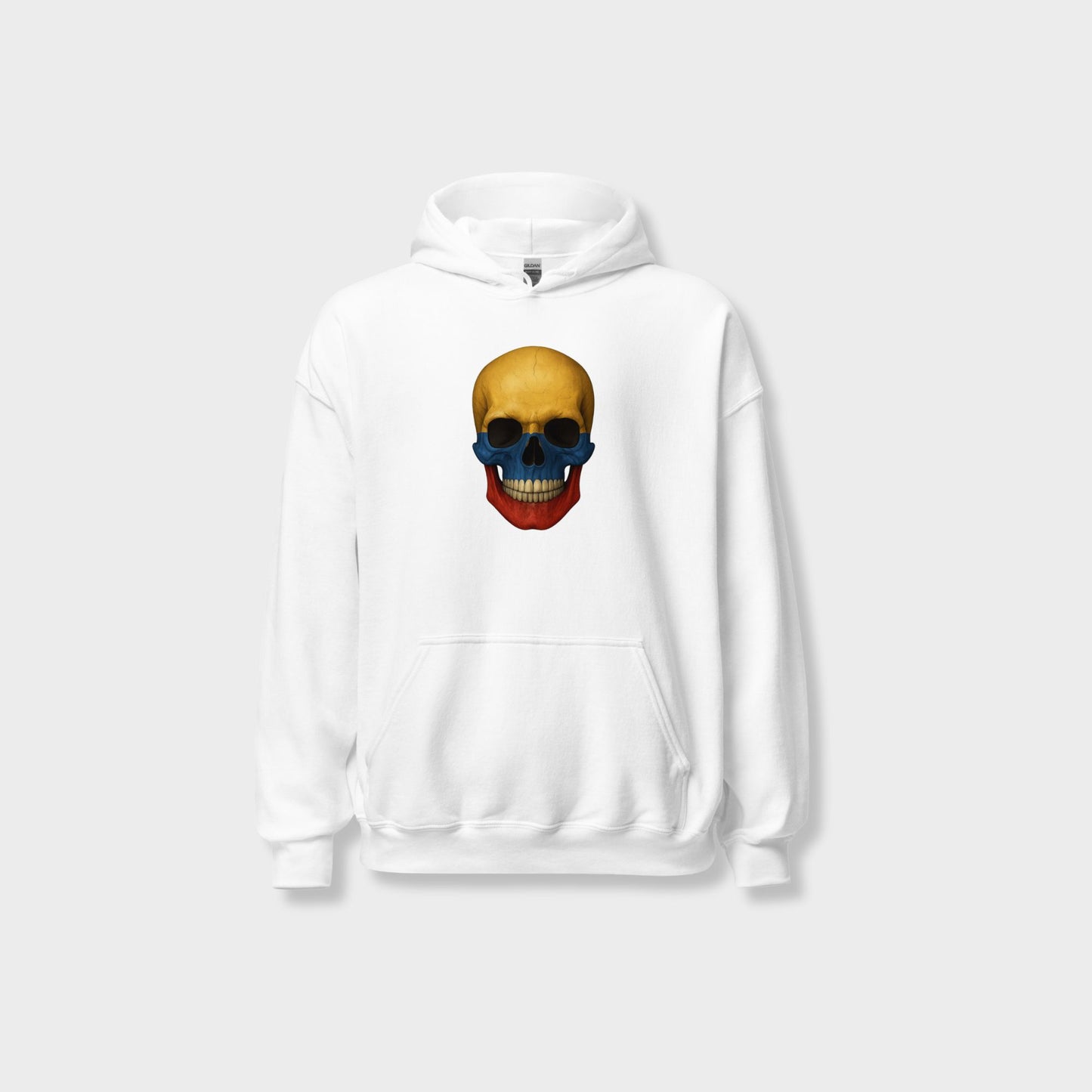 Buzo con Capucha unisex de mezcla gruesa con calavera y bandera colombiana