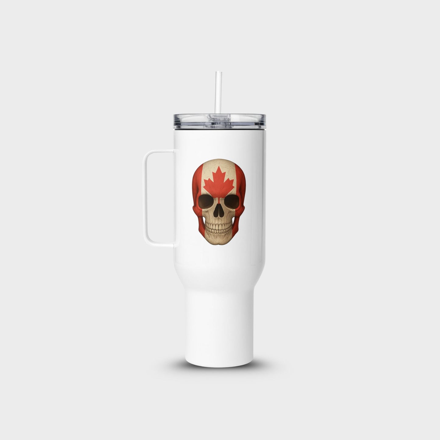Canadian Flag Skull - Stainless Steel Travel Mug