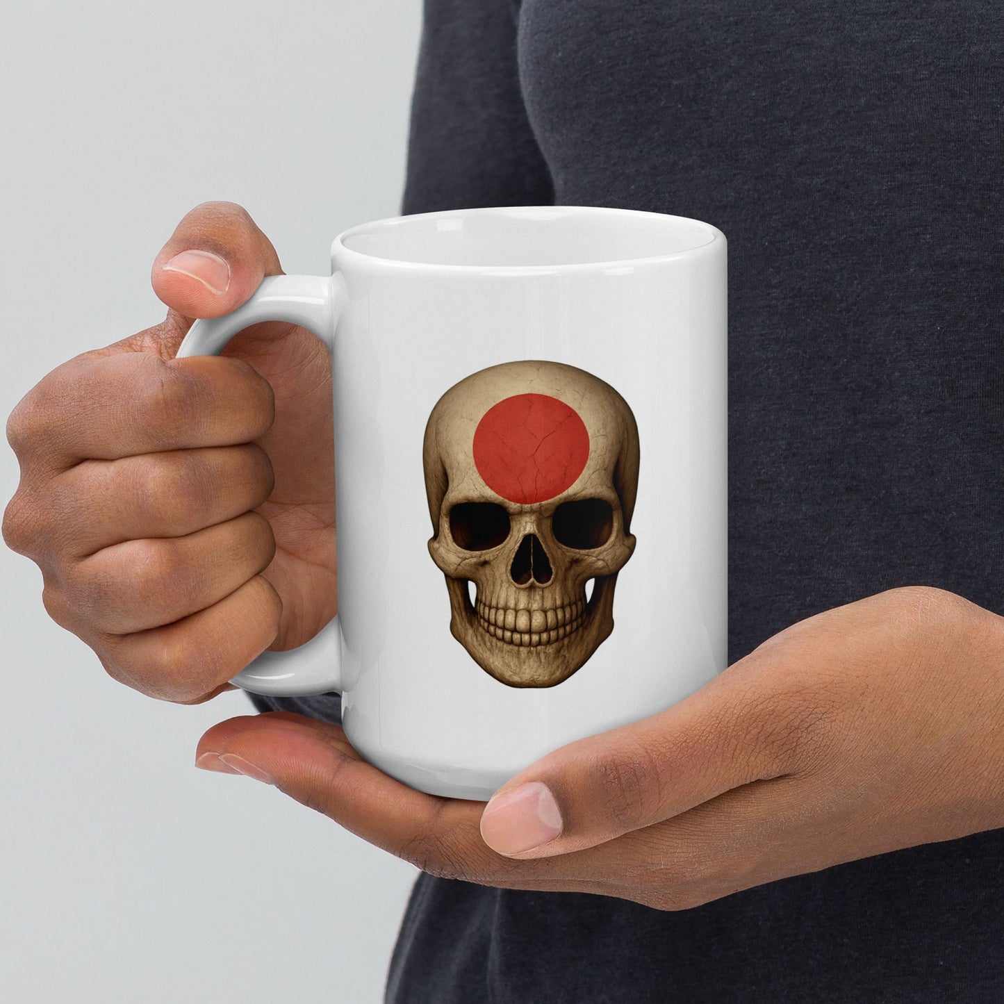 Japanese Flag Skull - White Glossy Mug