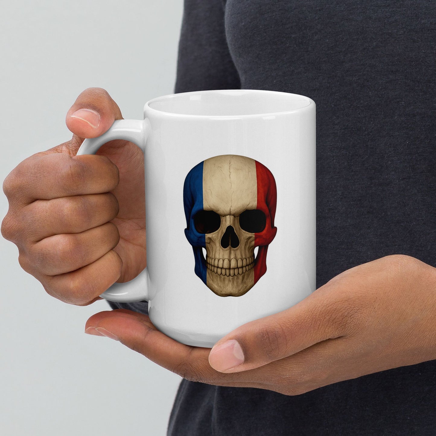 French Flag Skull - White Glossy Mug