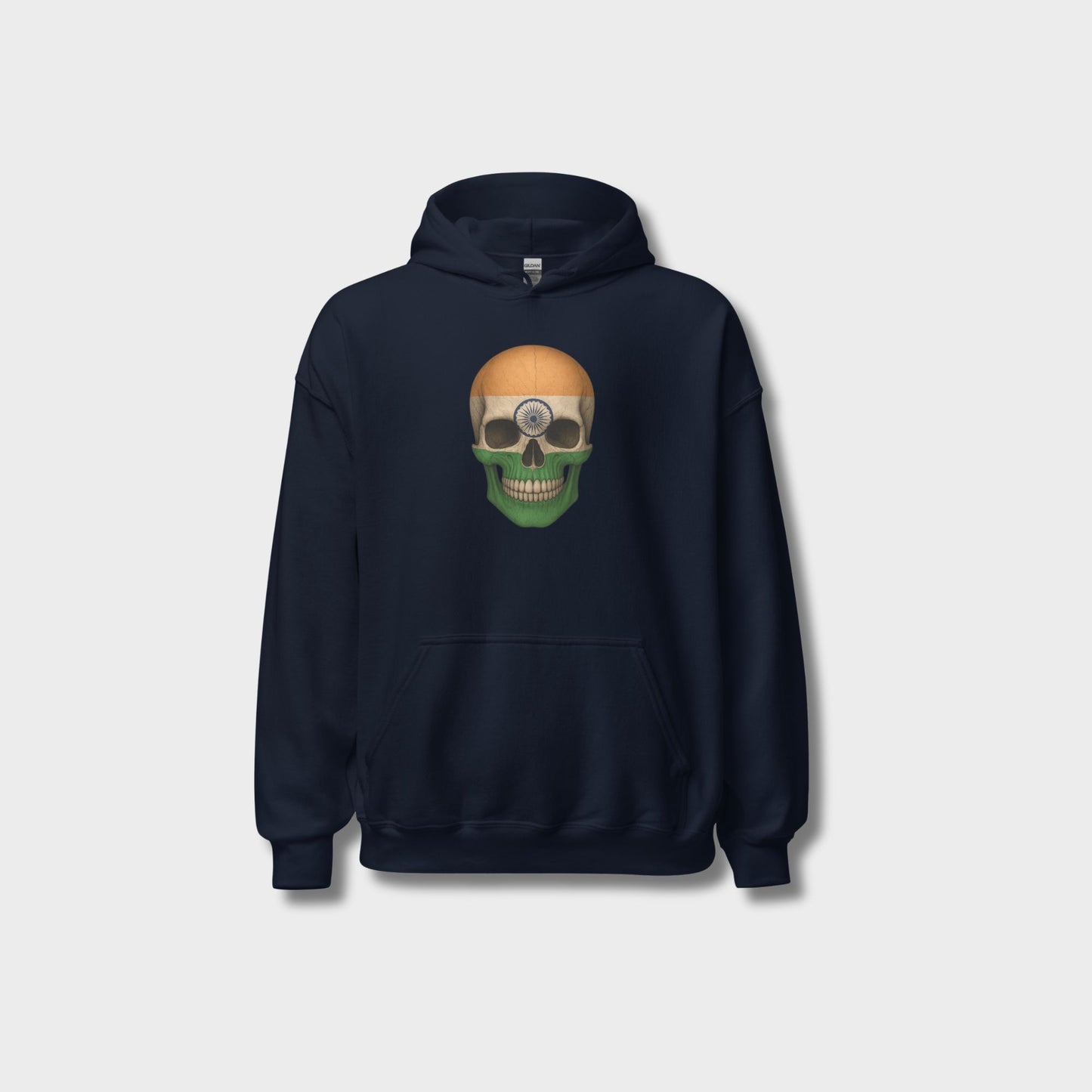 Buzo con Capucha unisex de mezcla gruesa con calavera y bandera india
