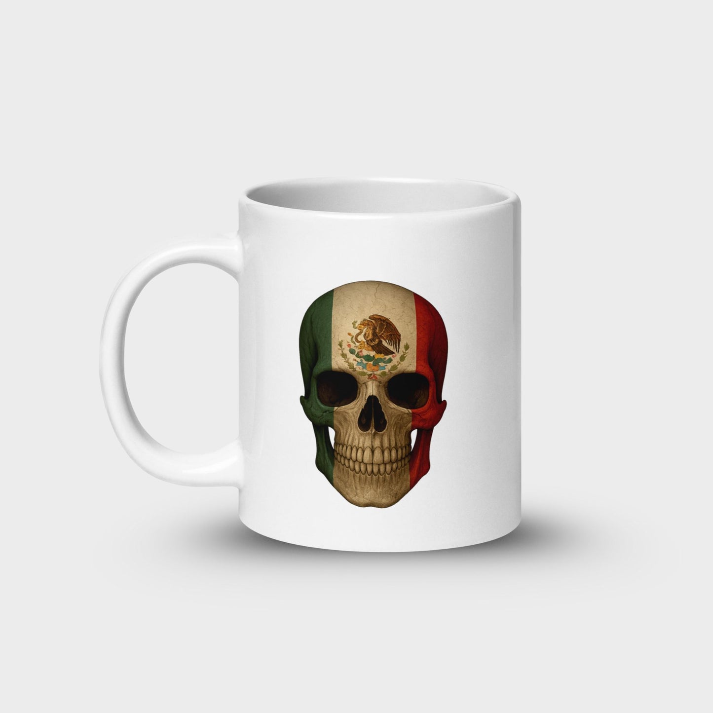 Mexican Flag Skull - White Glossy Mug