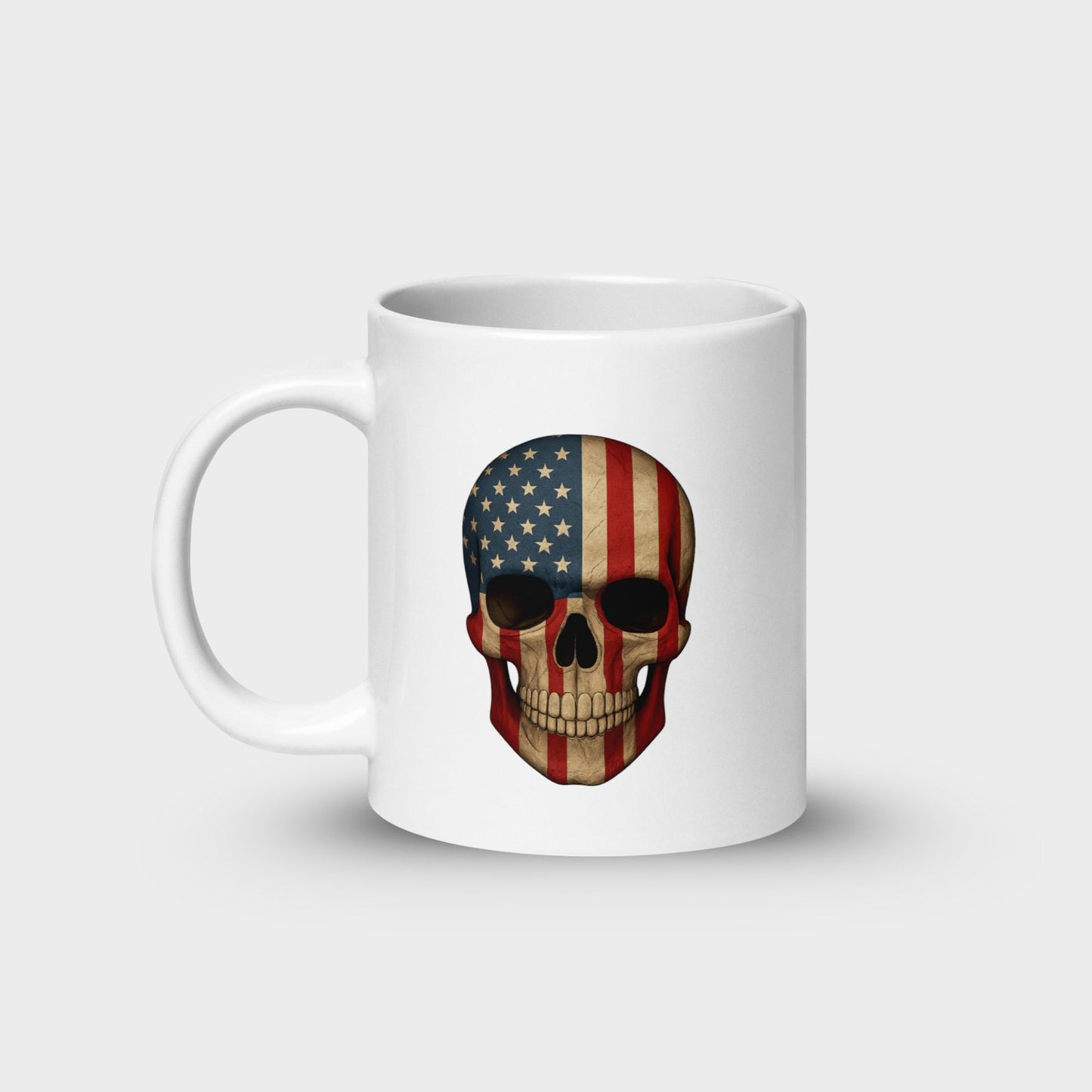 American Flag Skull - White Glossy Mug