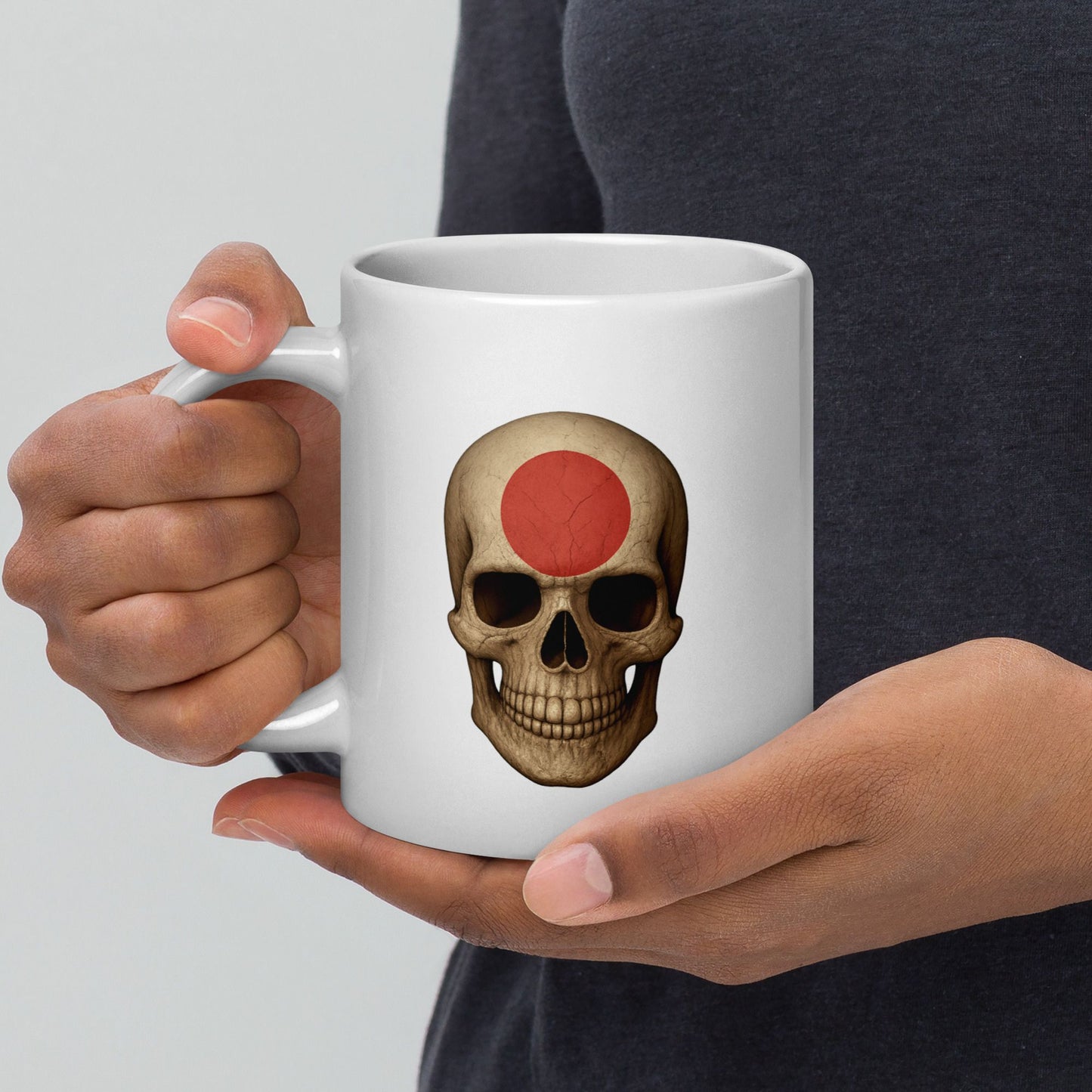 Japanese Flag Skull - White Glossy Mug