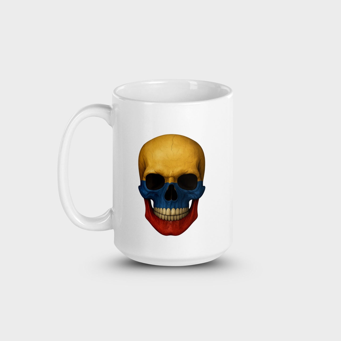Colombian Flag Skull - White Glossy Mug