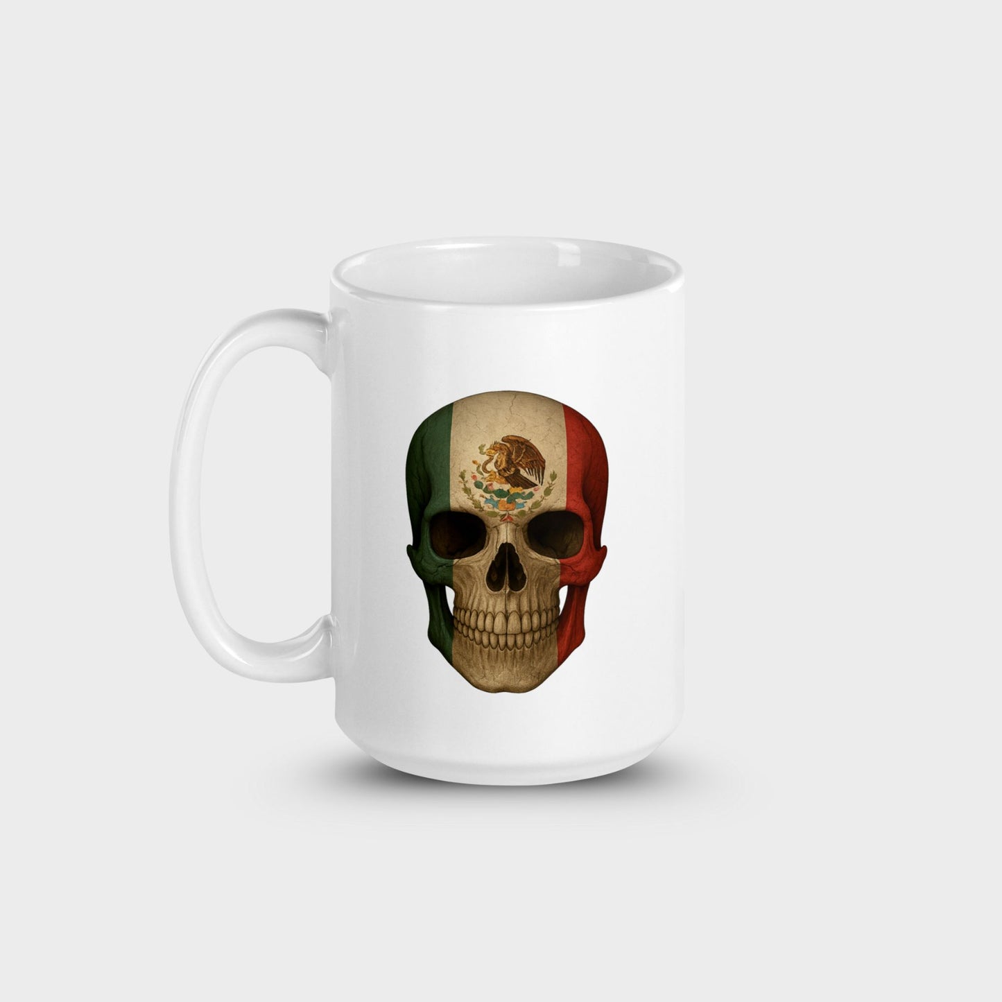 Mexican Flag Skull - White Glossy Mug