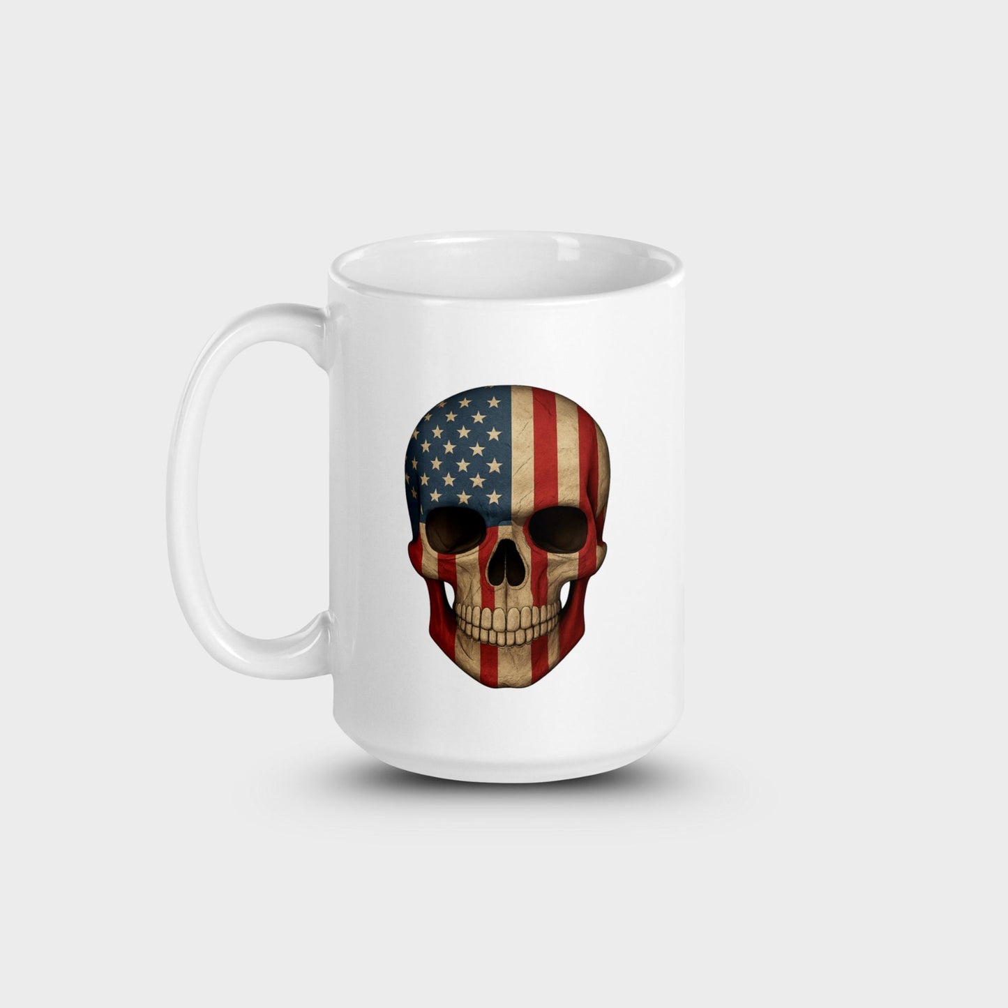 American Flag Skull - White Glossy Mug