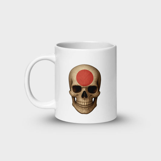 Japanese Flag Skull - White Glossy Mug
